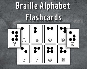 Braille Alphabet Flashcards, Preschool Flashcards, Printable Montessori Cards, Braille Letters Flash Card, Homeschooling, Braille Cards