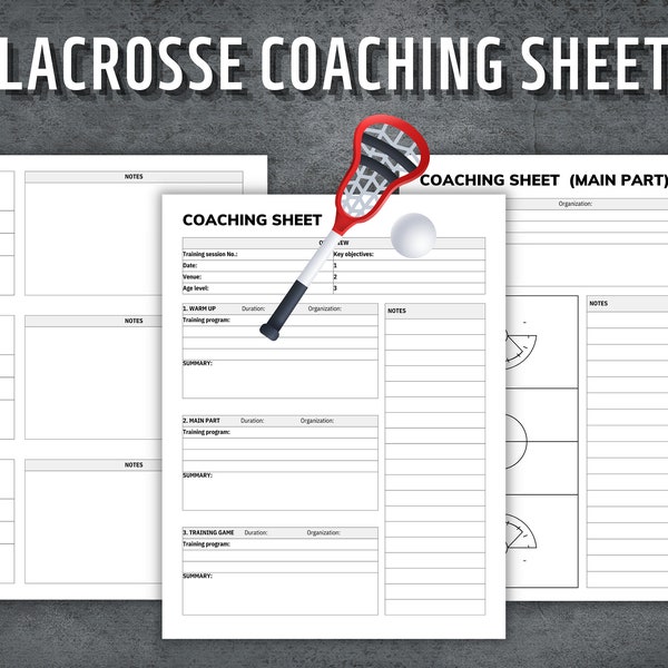 Lacrosse Coaching Sheet, Lacrosse Practice Plan, Lacrosse Game Day Strategy, Lacrosse Player Evaluation, Editable Template, Instant Download