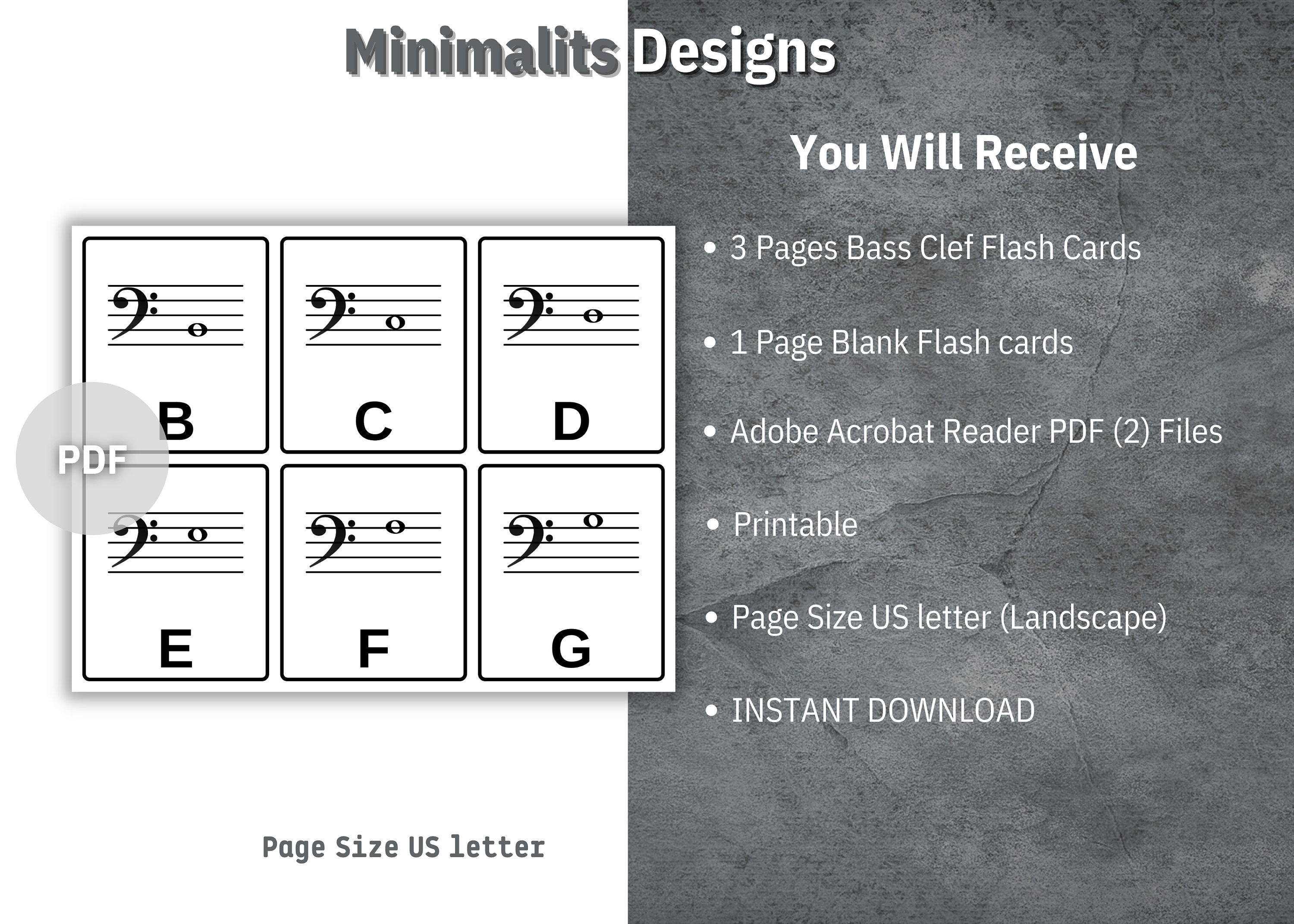 Bass Clef Flash Cards Printable Music Note Flash Cards Bass - Etsy México