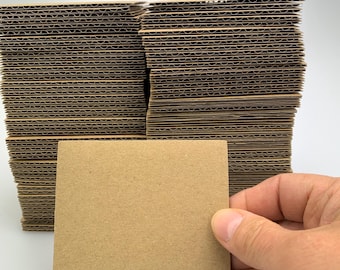 100 mini cartões de papelão ondulado B-Flute: 8,8 cm x 8,8 cm quadrados para artesanato