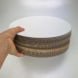 Círculos de cartón corrugado blanco/marrón de 4 mm, 30 cm (paquete de 20 uds.)