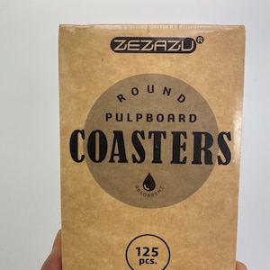 Posavasos absorbentes ZEZAZU de cartón blanco de 9 cm, redondos y 1,2 cm de grosor (caja de 125) para bebidas, bricolaje, diseños de azulejos zen y tableros de arte.
