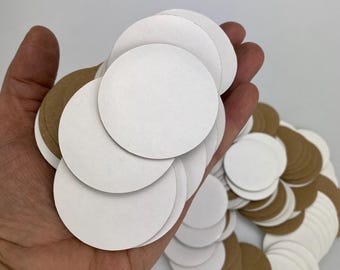 Corrugated Cardboard Circles: 5.2cm White/Brown, 100 Pcs