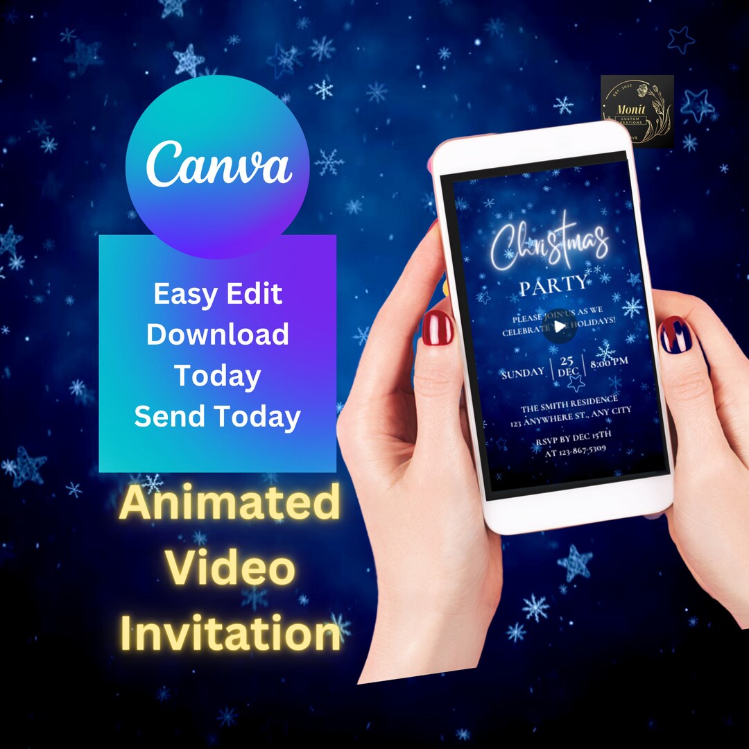Digital 2023 Christmas Party Invitation, Christmas Announcement, Video