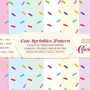 6 Cute Sprinkle Patterns for Digital Download / Digital Paper Pack / Cute Seamless Pattern / Commercial Use