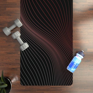 Yoga Mat | Lines Waves Plant Yoga Mat, Rubber No Slip Yoga Mat, Abstract Ombre Design Yoga Mat, Yoga Lover Gift, Self Care Gift, Friend Gift