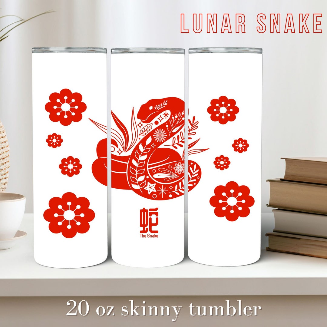 Snake Tumbler Year of the Snake 2025 White Skinny 20 Oz Tumbler