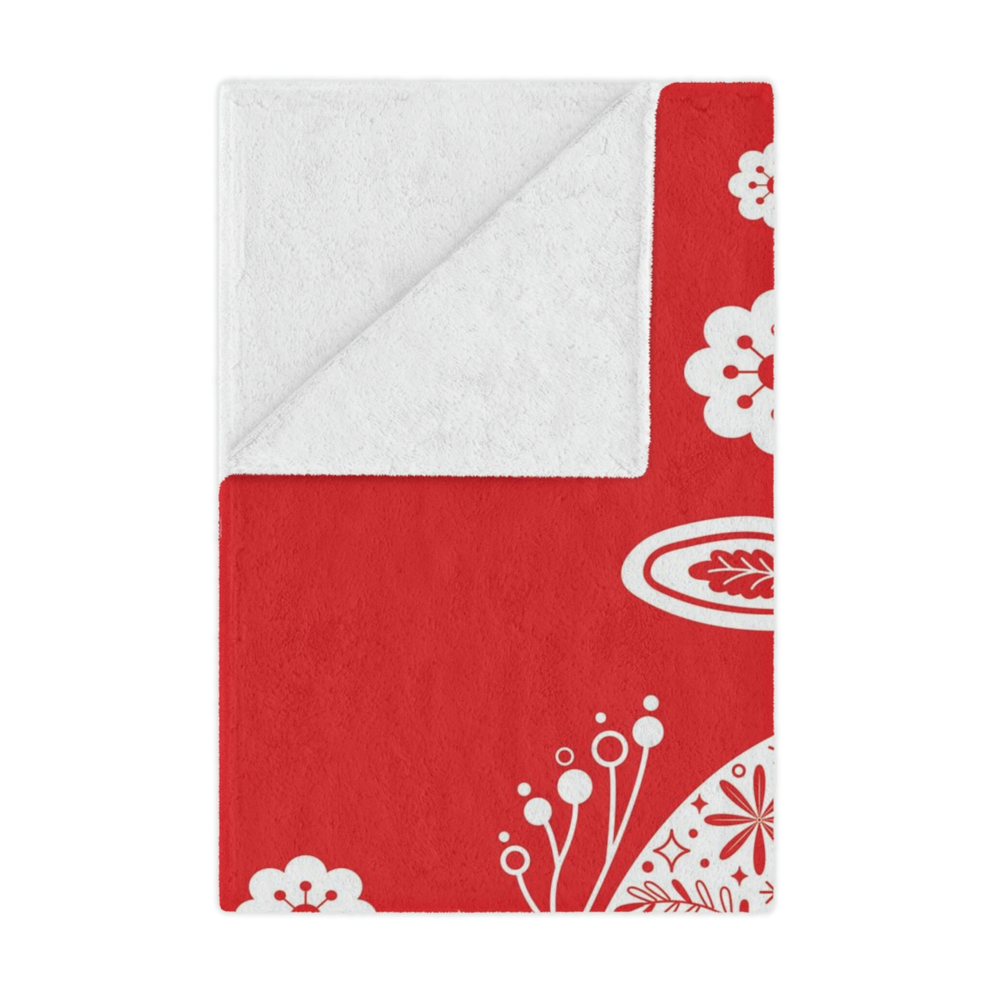 Rabbit Minky Blanket Year of the Rabbit 2023 Red White Throw Blanket