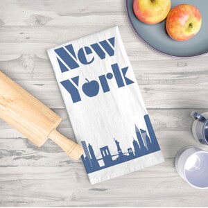 Tea Towel | New York City Skyline Kitchen Towel, Love NYC Dish Towel, Cotton Towel, House Warming, Hostess, Friend Gift