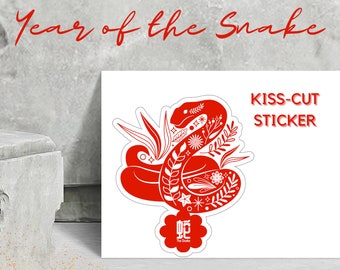 Snake Sticker | Year of the Snake 2025 Kiss-Cut Sticker, Chinese Lunar New Year of the Snake, Laptop Decal, Cute Gift for Friend, Family