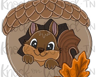 TEMPLATE & SVG: Squirrel inAcorn Door Hanger (Digital Files ONLY)