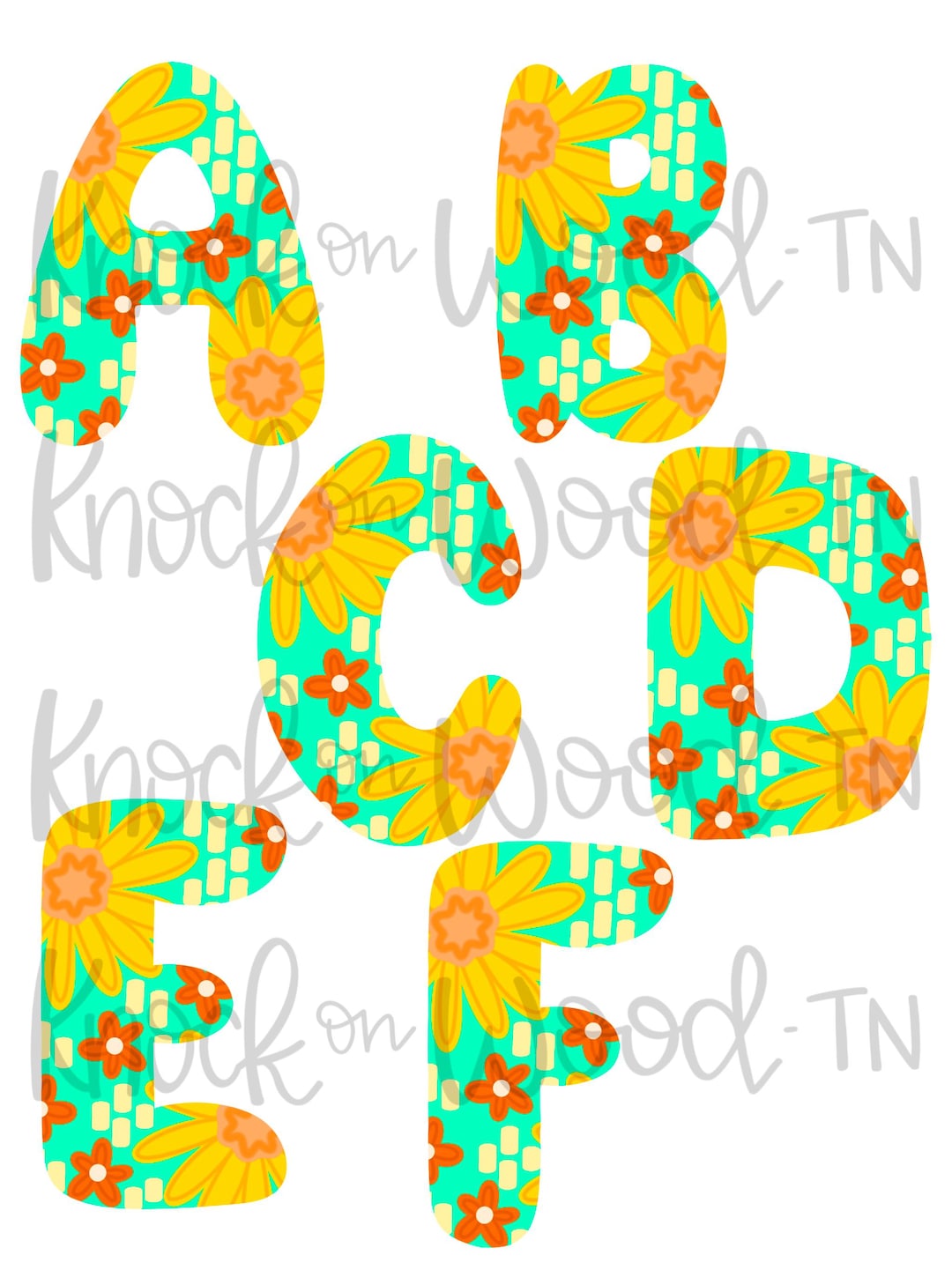 TEMPLATE & SVG: ABCDEF Flower Initial Alphabet Door Hanger (digital ...