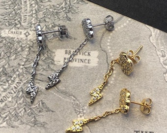 Infinite Storm Lightning Earrings - Fourth Wing Inspired, Sterling Silver, Dragon Rider