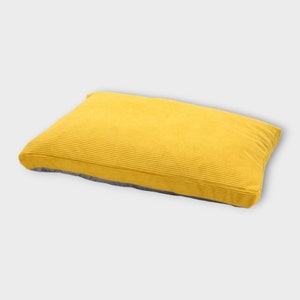 Corduroy dog cushion, yellow | comfortable dog bed | soft pillow for a pet | bed for a small dog | bed for a large dog