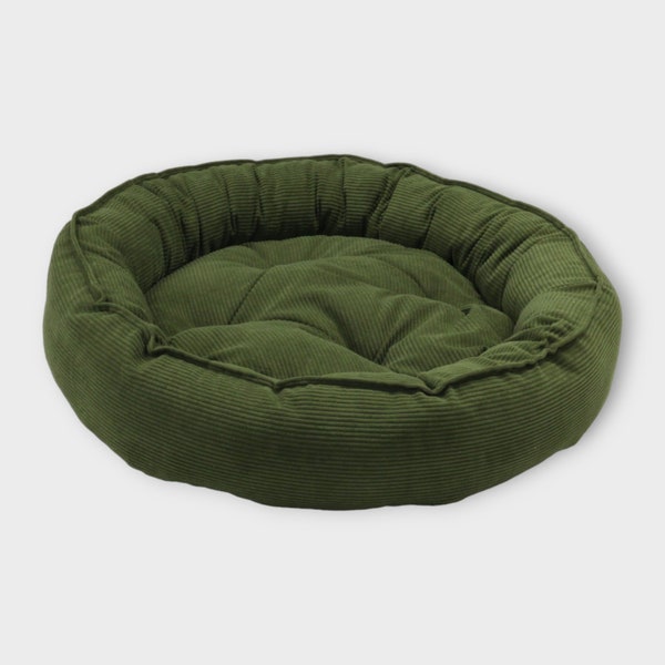 Lit rond pour chien vert en tissu velours côtelé doux lit pour chien confortable | lit confortable | lit pour chien | Lit pour chien