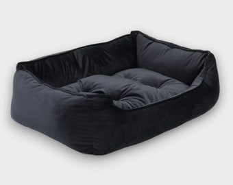 Lit pour chien, rectangulaire, noir, lit très confortable et résistant lit pour chien | lit pour chien | chien qui dort