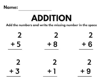 20 Printable Additition Fill in the Blanks Worksheets (Numbers 1-15) for Kindergarten-1st Grade-2nd Grade Math. Addition Worksheets