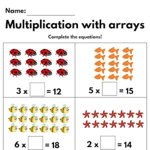 6 Fun Printable Multiplication Worksheets, Fill in the Blanks - Single Digit Multiplication (Numbers 1 – 12), Maths Drills, Answers Included