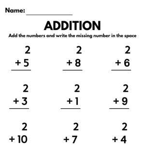20 Printable Additition Fill in the Blanks Worksheets (Numbers 1-15) for Kindergarten-1st Grade-2nd Grade Math. Addition Worksheets