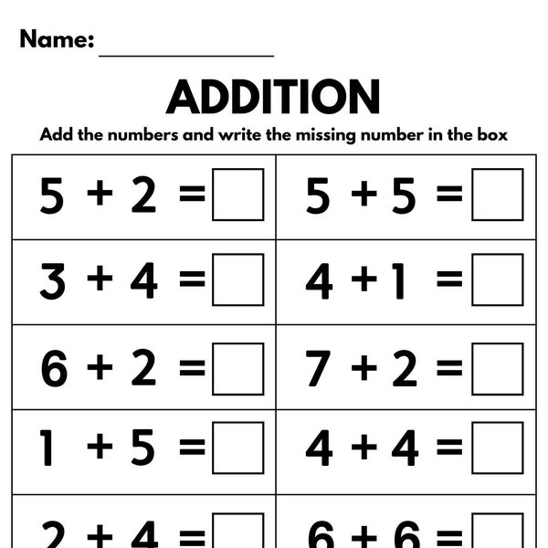 10 Printable Additition Fill in the Blanks Worksheets (Numbers 1-15) for Kindergarten-1st Grade-2nd Grade Math. Addition Worksheets