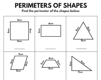 10 Druckbare Geometrie Arbeitsblätter, Mathe Arbeitsblätter über Formen, Fläche, Umfang & Polygone, Matheübungen für Kinder