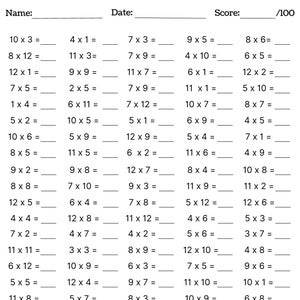 Fiches d'exercices sur les tables de multiplication