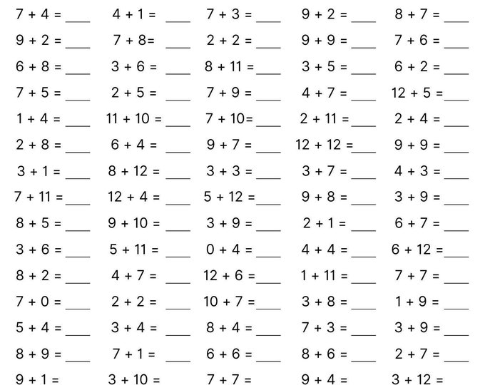 10 Printable Addition Worksheets, Fill in the Blanks Single and Double ...