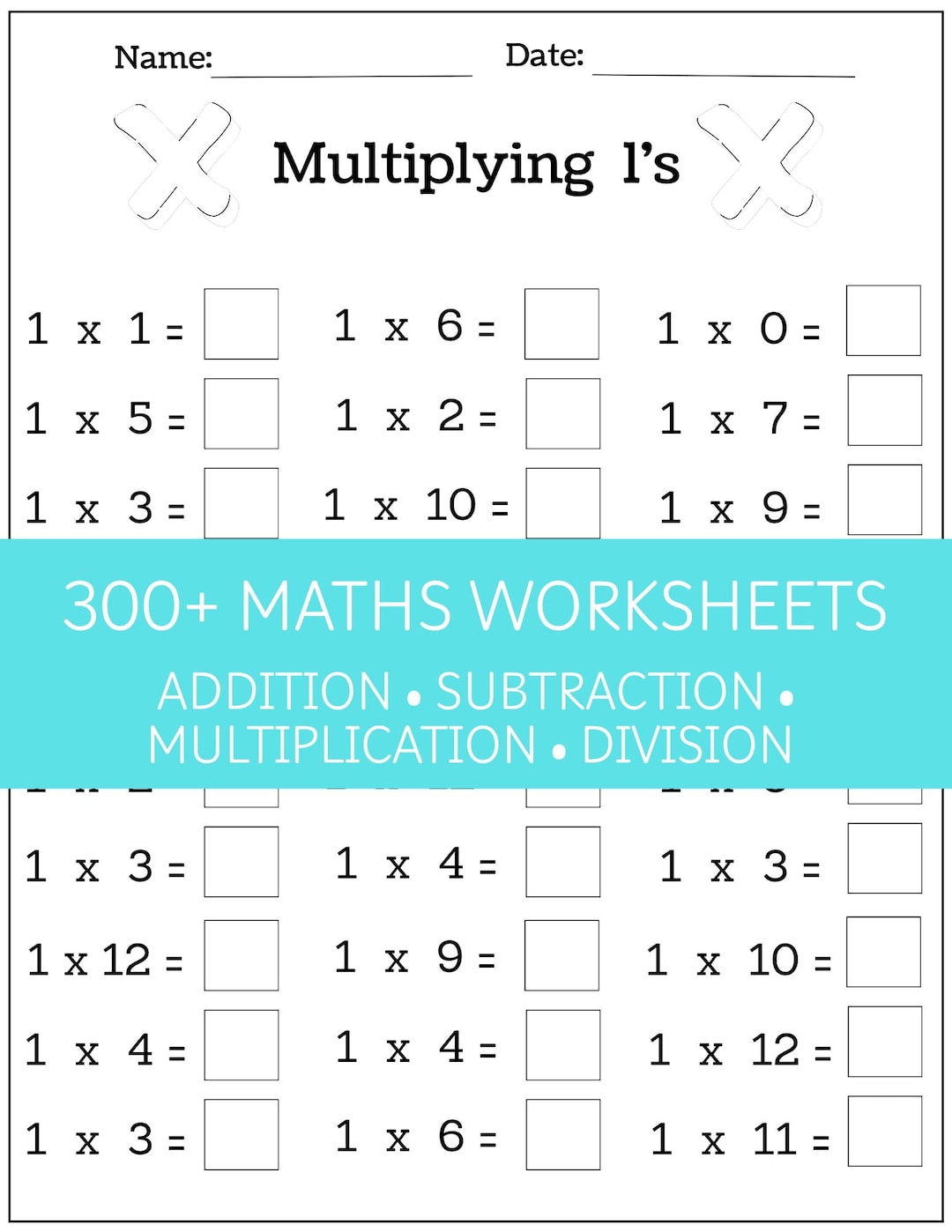 350+ Printable Maths Worksheets Bundle, Addition, Subtraction ...