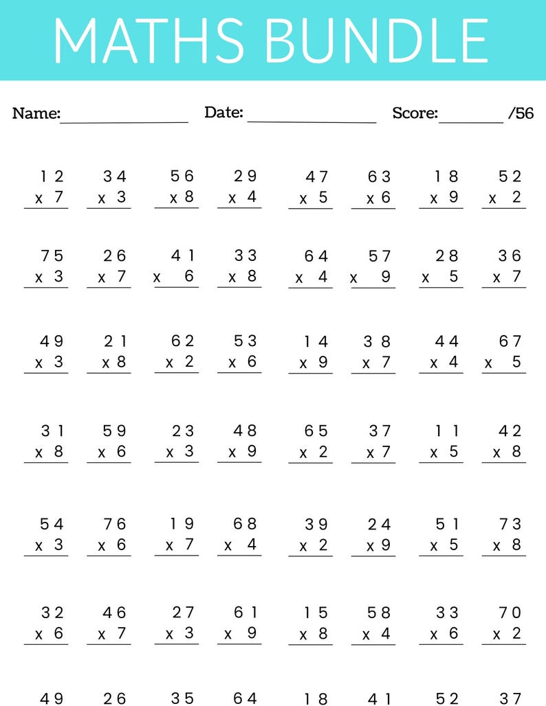 100+ Multiplication Worksheets Bundle, Printable Math Practice - Etsy