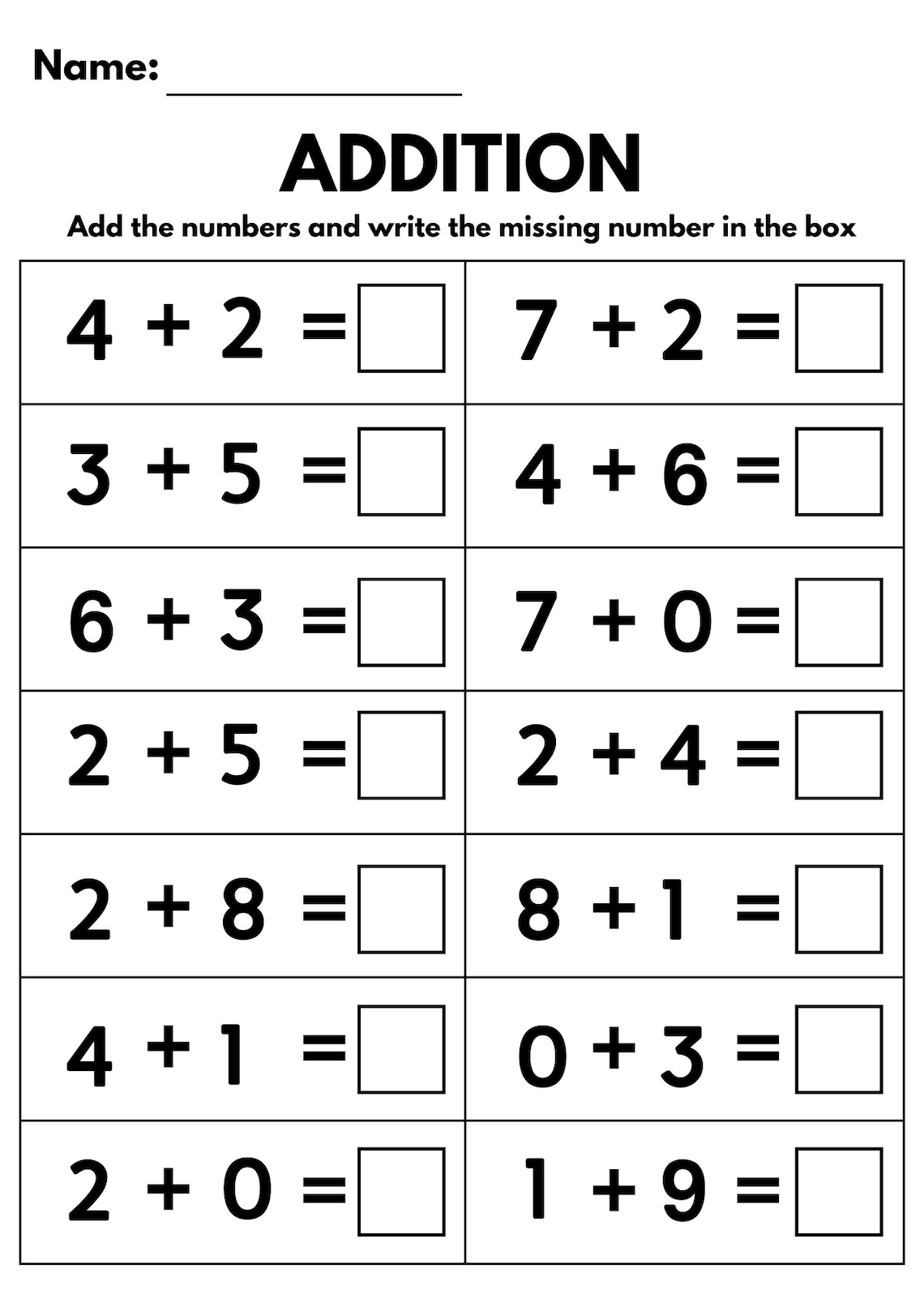 10 Printable Additition Fill in the Blanks Worksheets numbers 1-15 for ...