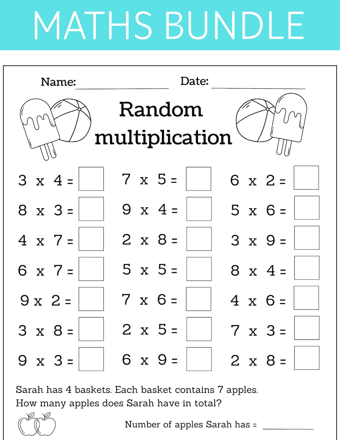 100+ Multiplication Worksheets Bundle, Printable Math Practice - Etsy
