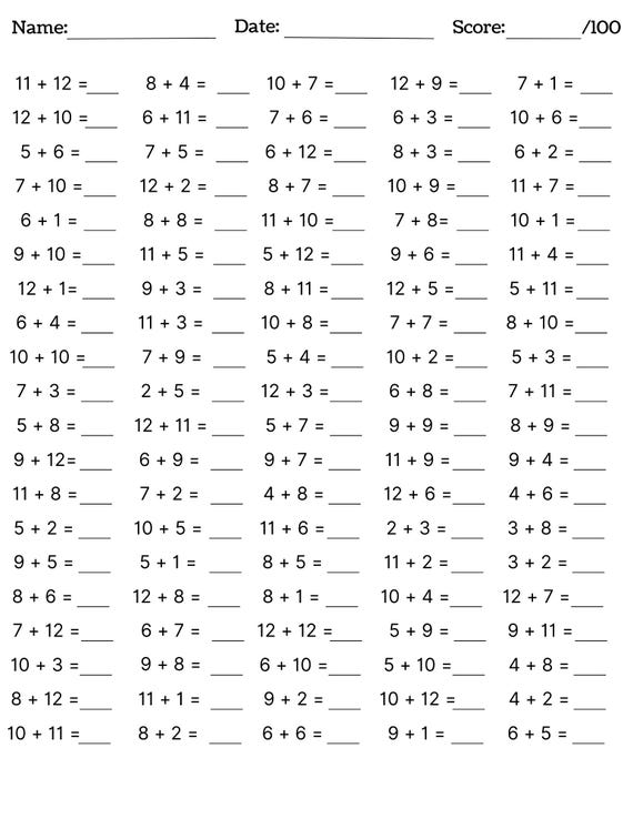 Hojas De Trabajo De Suma De Matemáticas Para Imprimir Hojas De