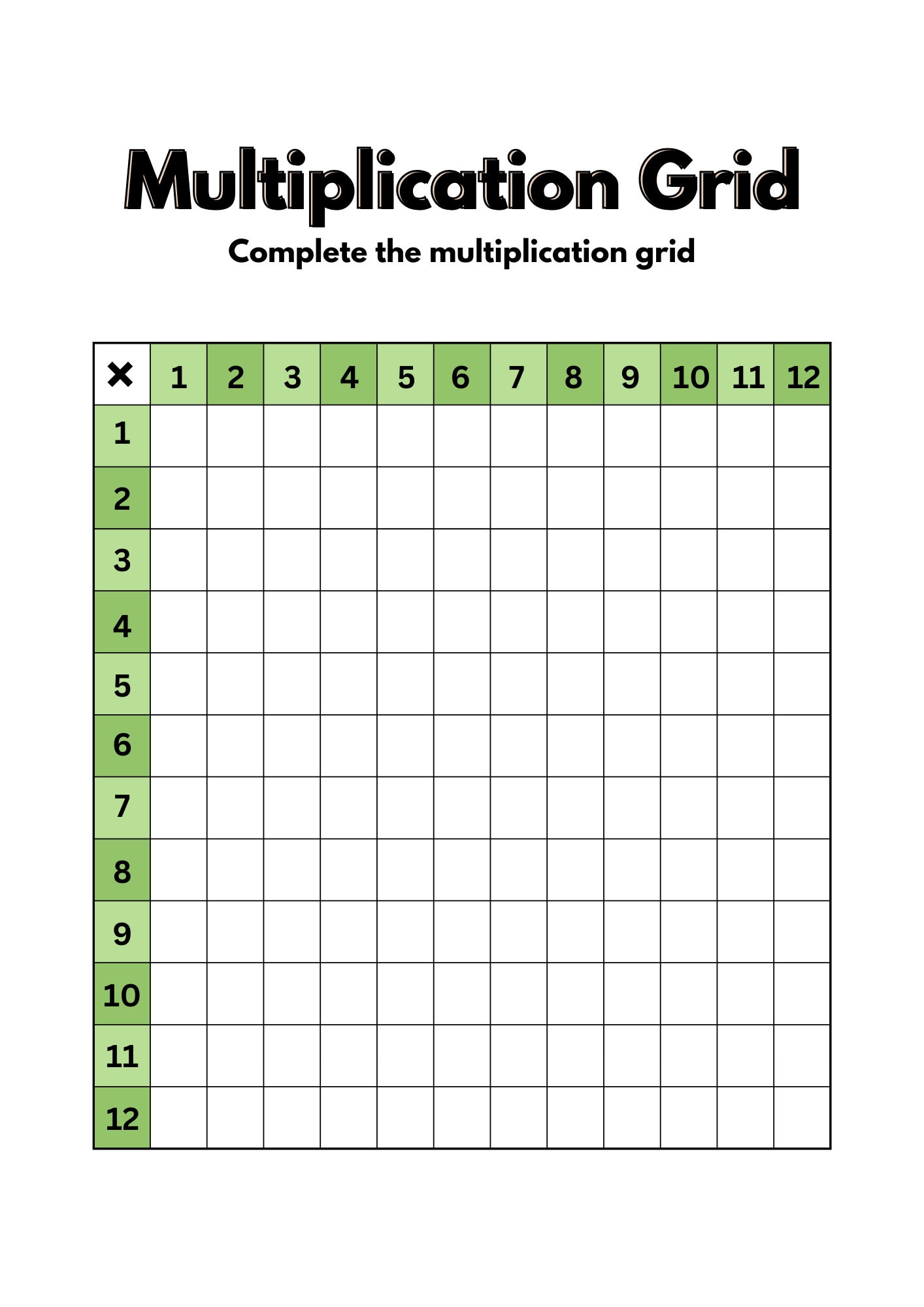 Printable Multiplication Grid - Fillable, Times Tables Grid, Single Digit Multiplication, Multiple Colors Available - Etsy printable-multiplication-grid-fillable-times-tables-grid-single-digit-multiplication-multiple-colors-available-etsy