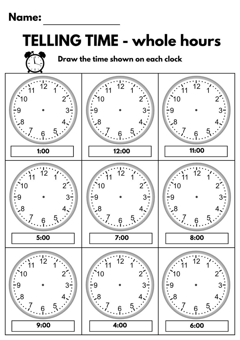 Learning To Tell Time Worksheets Kindergarten