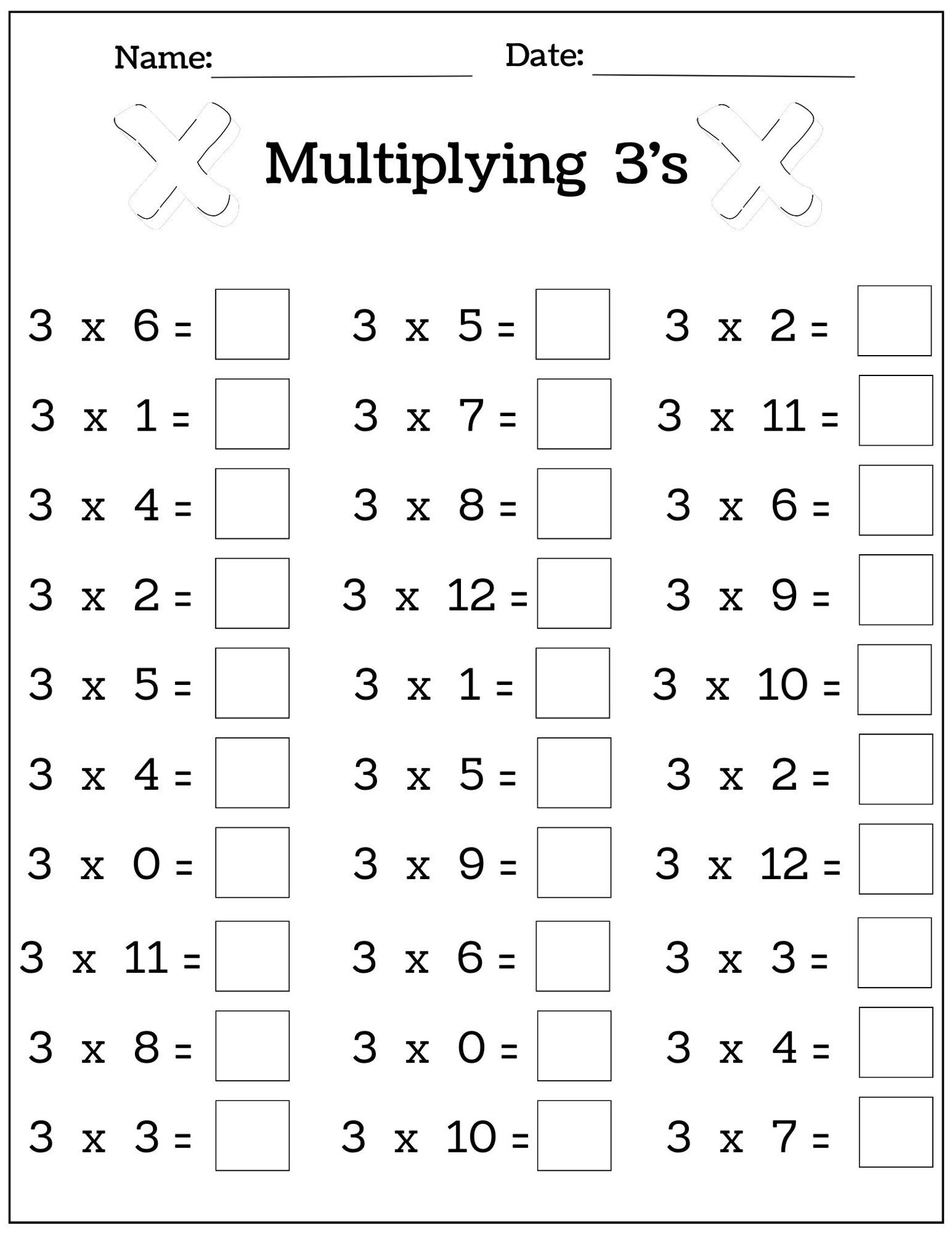24 Printable Multiplication Worksheets, Fill in the Blanks - Single ...