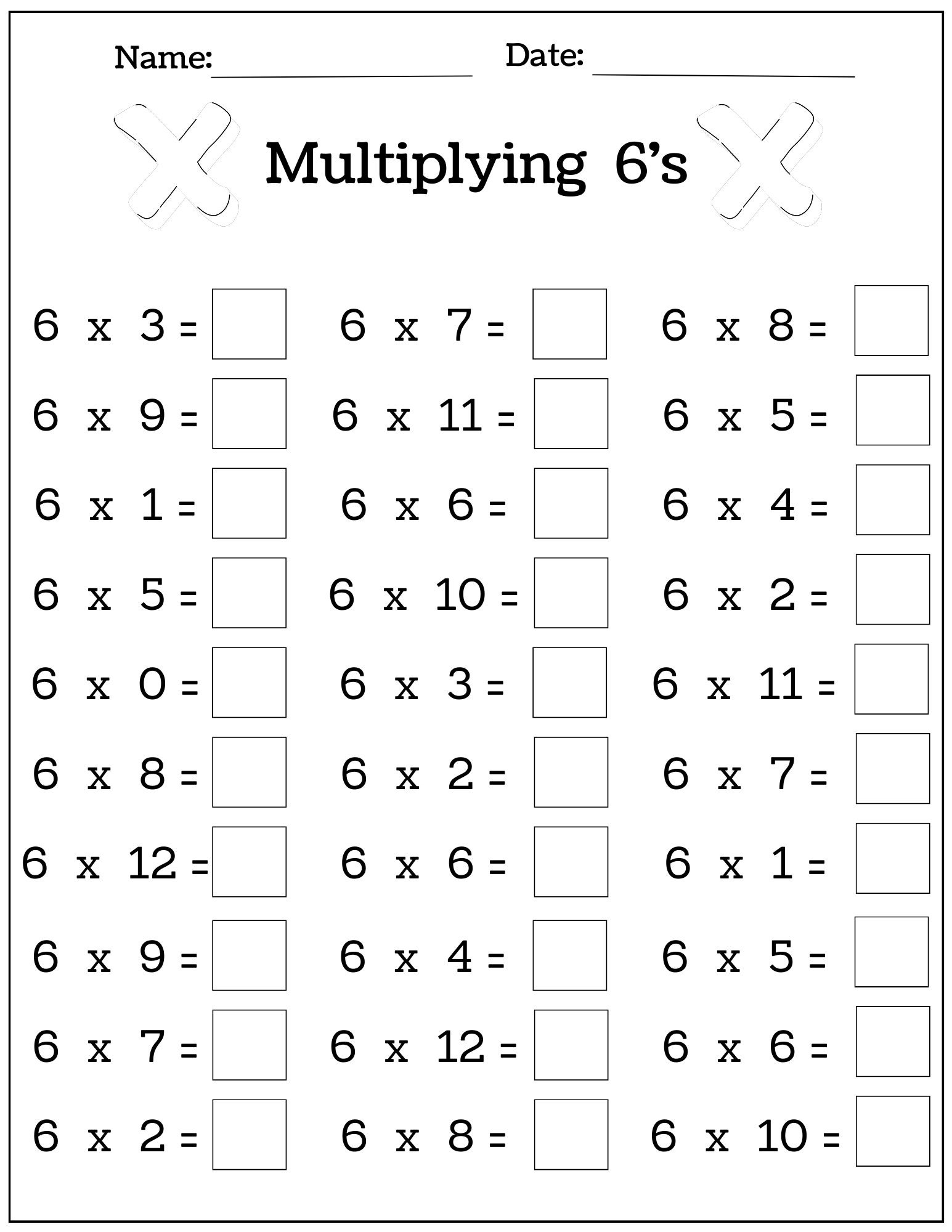 24 Printable Multiplication and Division Worksheets (1-12), Fill in the ...