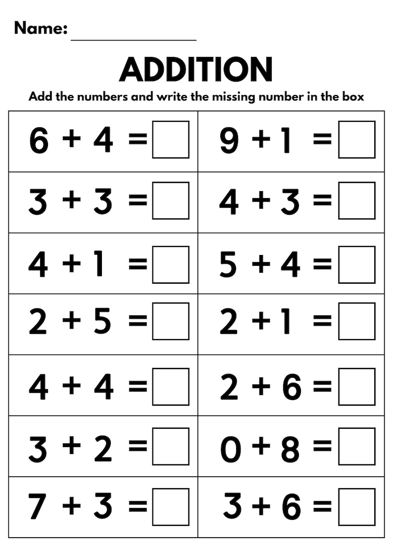 10 Page Math Worksheets Printable First Grade 2nd Grade Single Digit