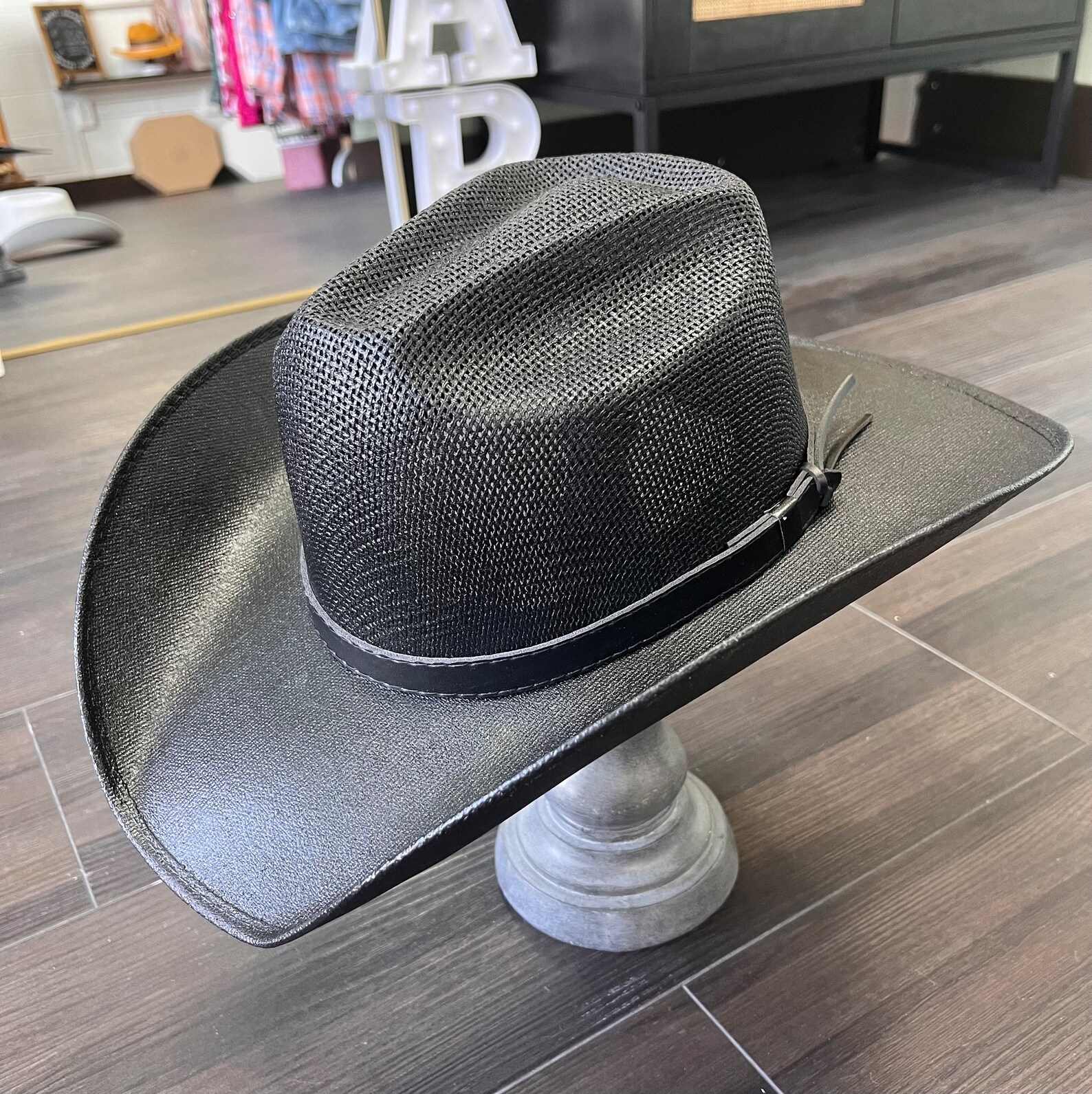 Hard Black Straw Cowboy Hat Etsy