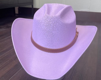 Hard lavender straw cowboy hat