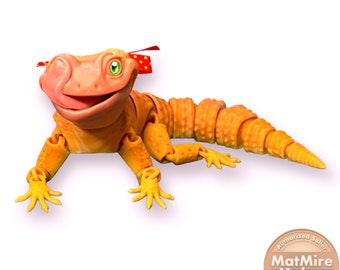 Gecko ögonslickare. Ledad. 3D-utskriven. Skrivbordsdjur. Sensorisk leksak. ADHD. Fidgetleksak