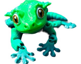 Tofsgecko. Ledad. 3D-utskriven. Skrivbordsdjur. Fidget.