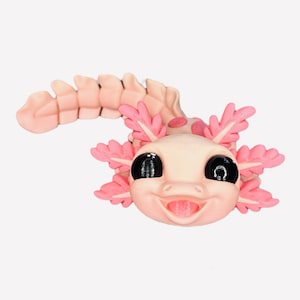 Sweet Pink Axolotl. Fidget. Desk Pet. 3D Printed. Sensory