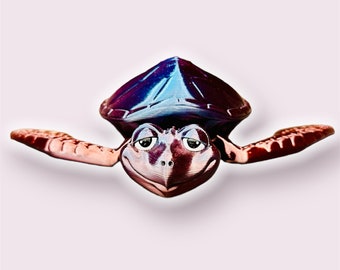 Havssköldpadda. Krossa. Ledad. Flyter! 3D-utskriven. Fidget-leksak. Skrivbordsdjur. Badleksak.