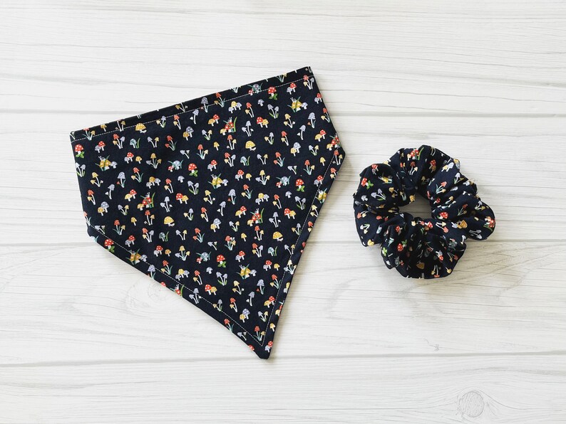 Tiny Mushroom Dog Bandana Cotton Outdoors Nature Etsy