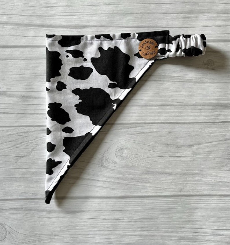 Cow Print Rustic Western Style Dog Bandana Scrunchie Back Etsy