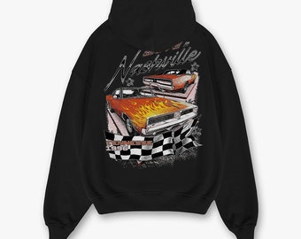 Nashville Vintage Hoodie - American Muscle Geïnspireerd Sweatshirt, Retro Autoliefhebber Hoodie, Klassieke Autoverzamelaar, Music City Car Top