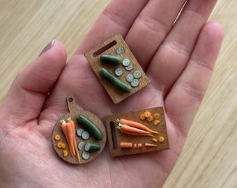 BUNDLE OF THREE - Miniature Polymer Clay Handmade Mini Fruits/Veggies, Magnet or Decor