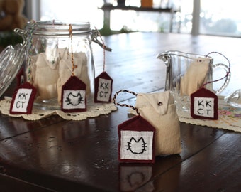 Handmade Catnip Tea Bags - Hand-Dyed & Embroidered - Organic Catnip Toys
