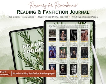 Rosemary Reading & Fanfiction Journal : suiveur de livres à base de plantes (compatible GoodNotes)