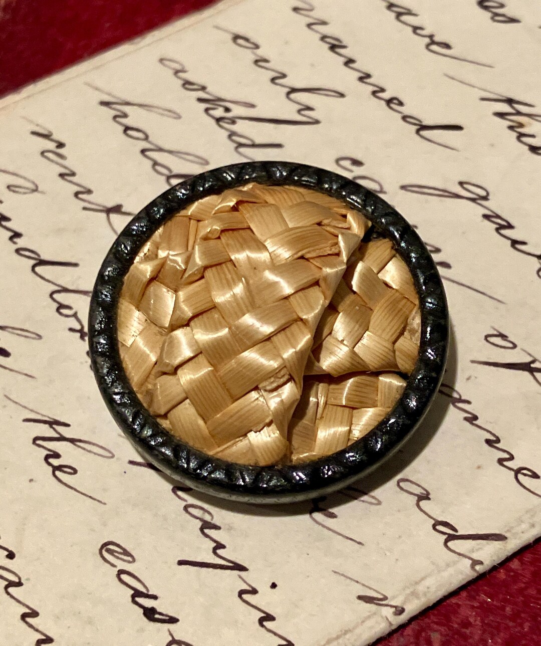 Quirky Woven Straw Button: Large Grass Fibre Fastener, Collectible ...